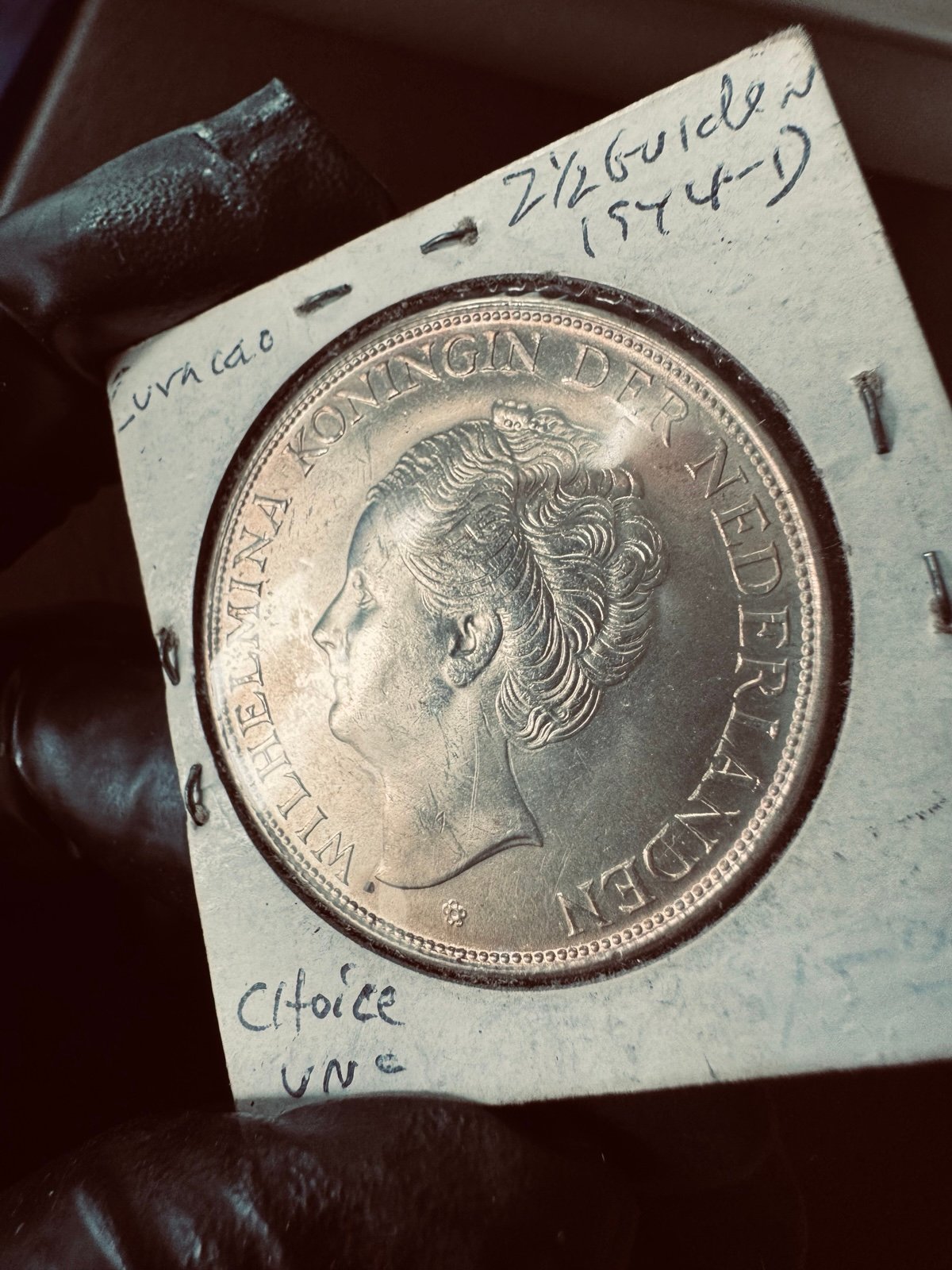 Big silver coin curaçao 21/2 uncirculated condition
