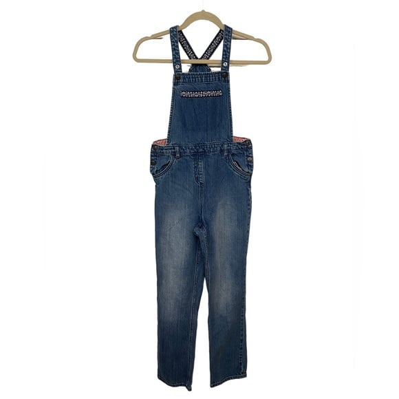 HANNA ANDERSSON Apron Front Overalls Denim Medium Wash Size 160 XL 16-18