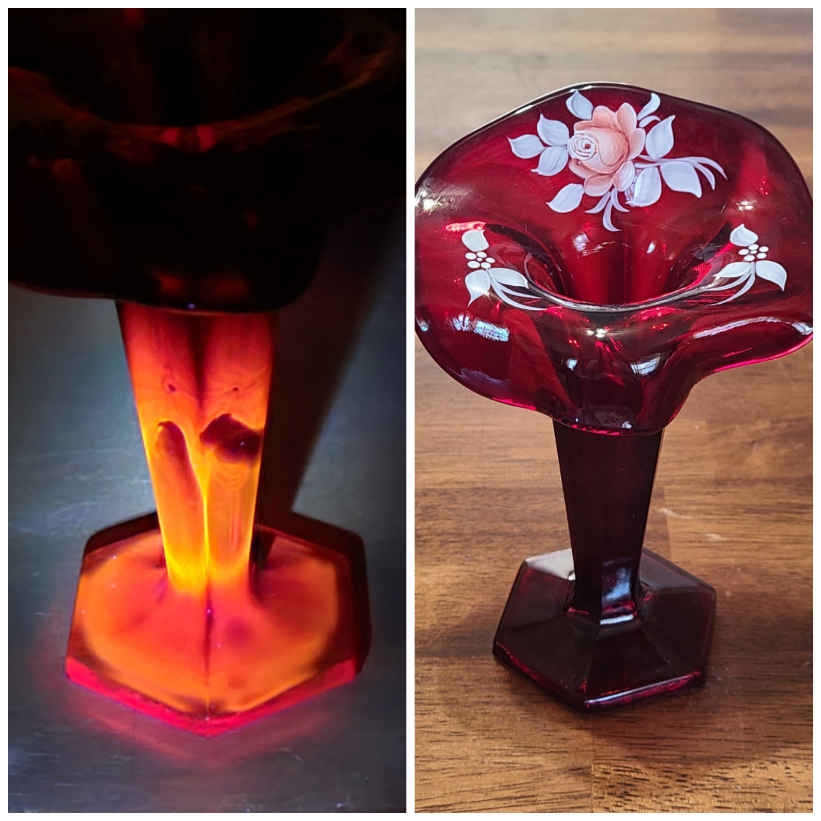Jack in the pulpit handpainted Westmoreland glass