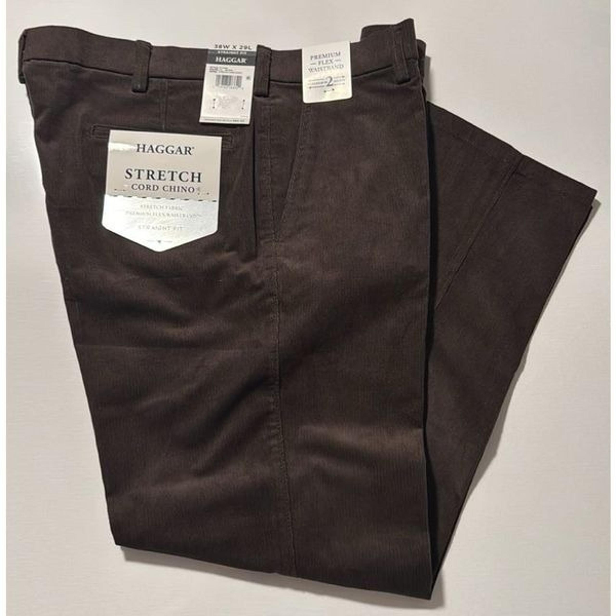 Haggar Corduroy Pants Mens 38 29 Brown Straight Fit
