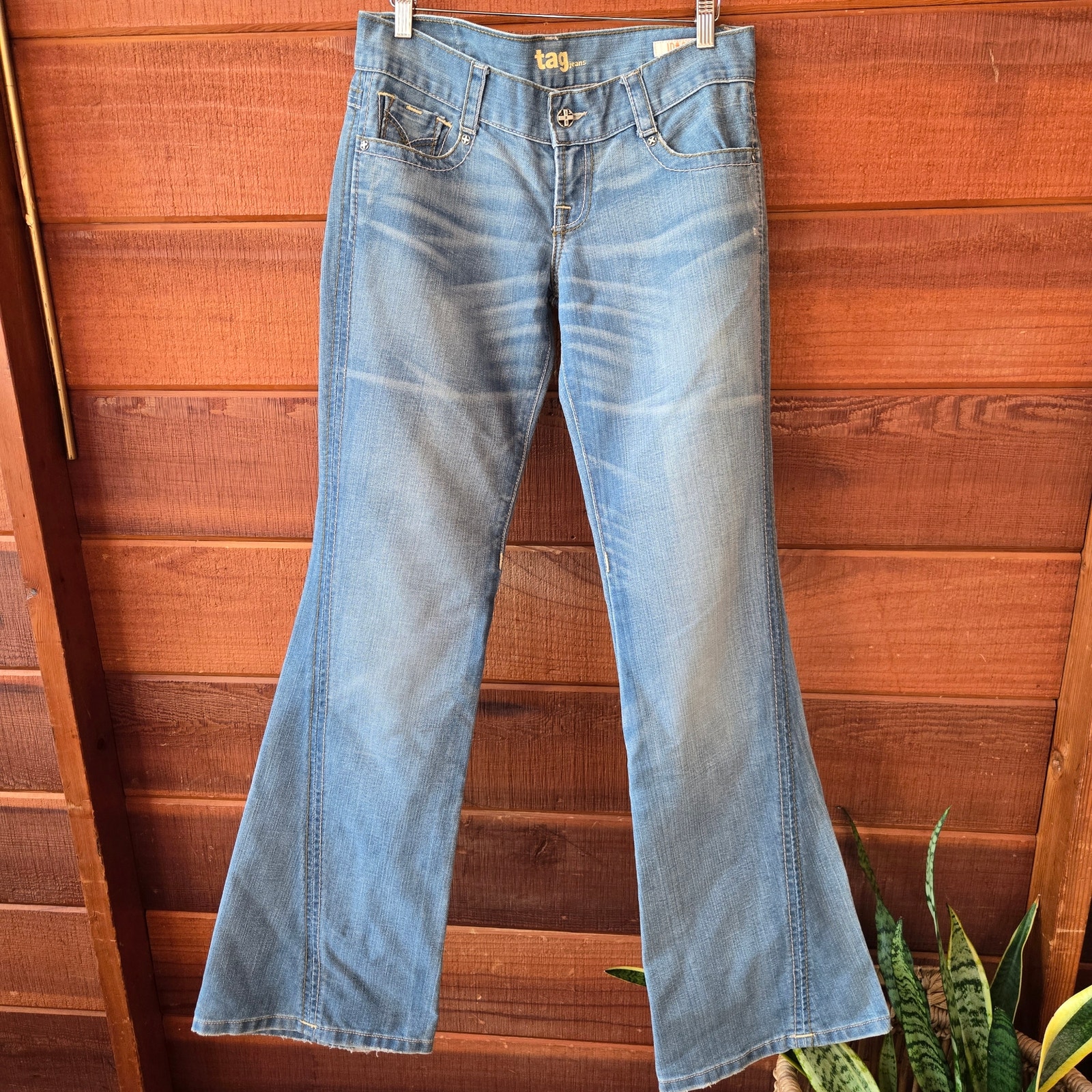 Tag + Plus Jeans 3009 Womens 90s Y2K Low Rise Flare Sz 30 Womens Hippy Boho USA