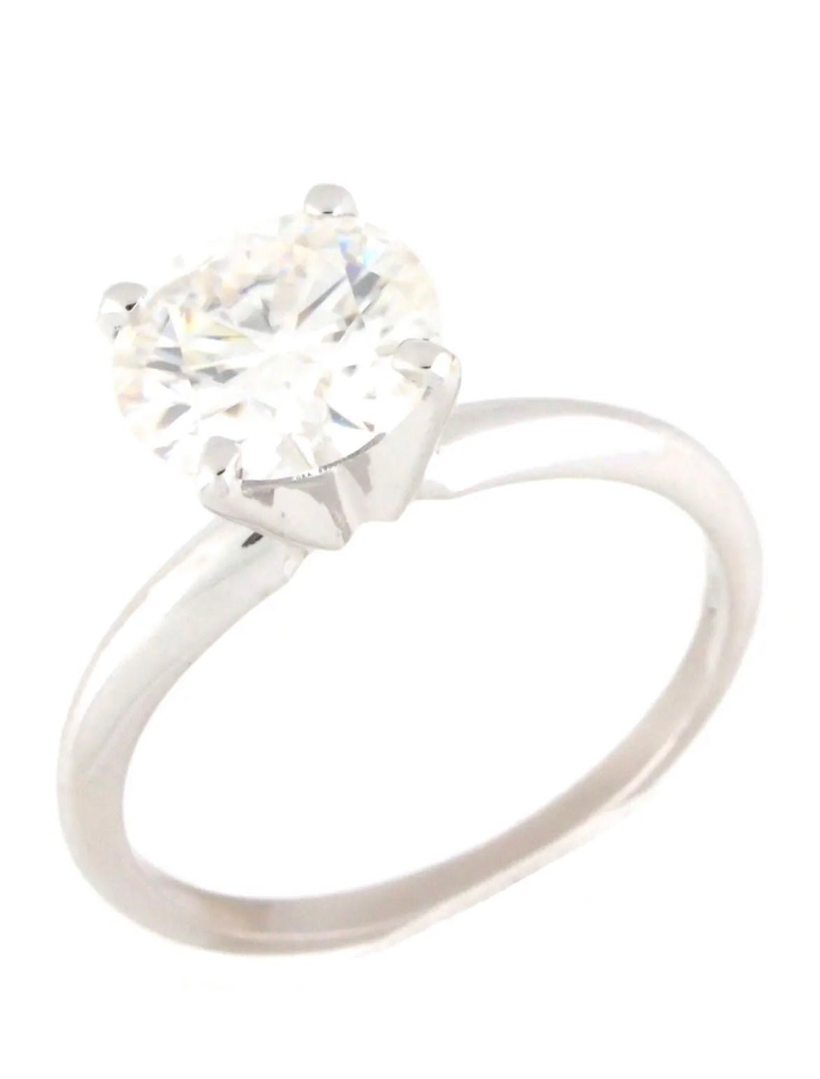 1 Carat Round Moissanite Solitaire Wedding Ring 14k Solid White Gold D VVS Cert