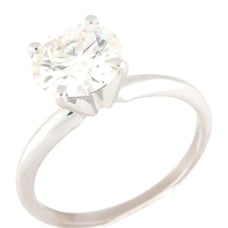 1 Carat Round Moissanite Solitaire Wedding Ring 14k Solid White Gold D VVS Cert