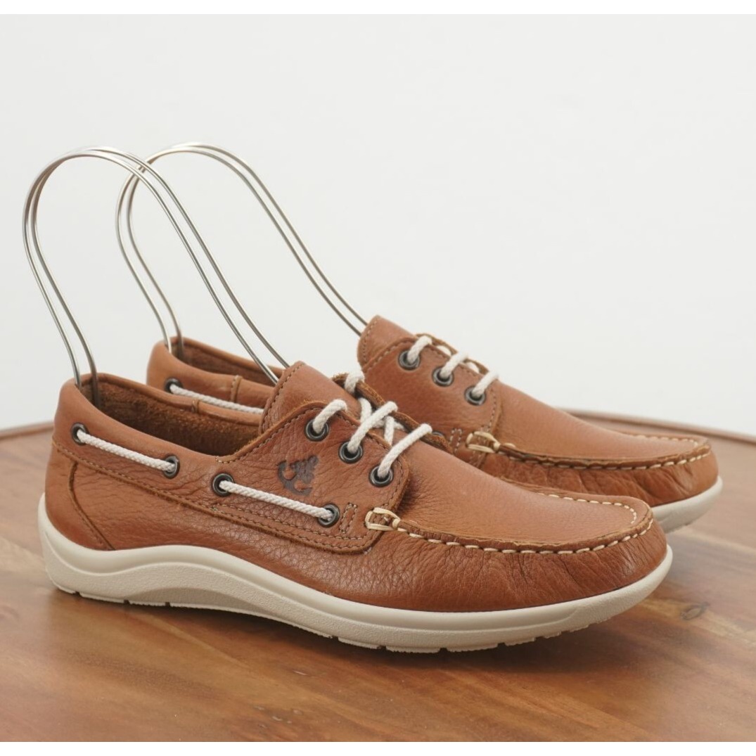 SAS Womens Catalina Boat Shoes Lace Up Brown Leather Moc Toe Size 6.5M