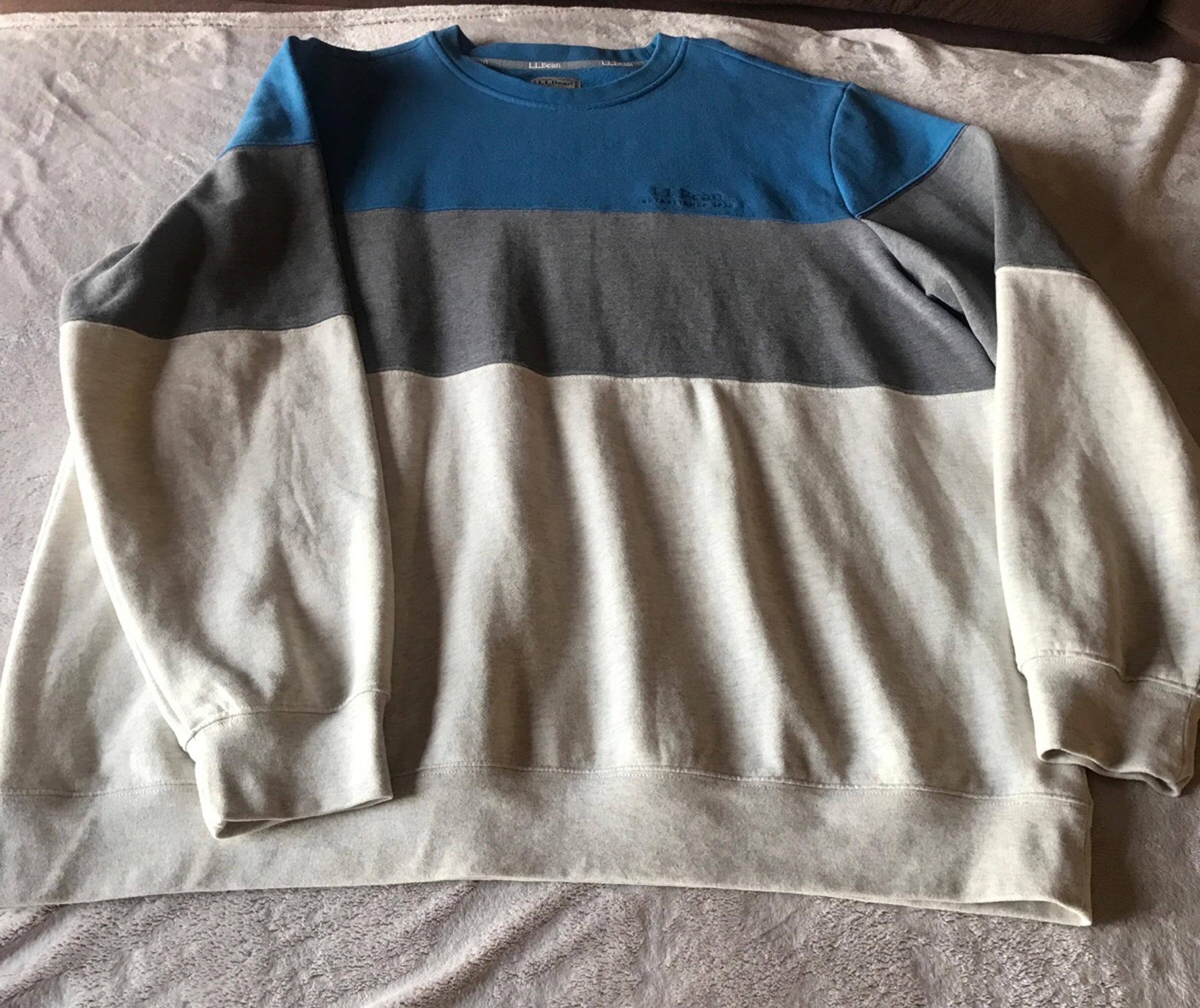 LL Bean 1912 Men’s Crewneck Colorblock Sweatshirt Size XXL Tall Blue Gray Cream