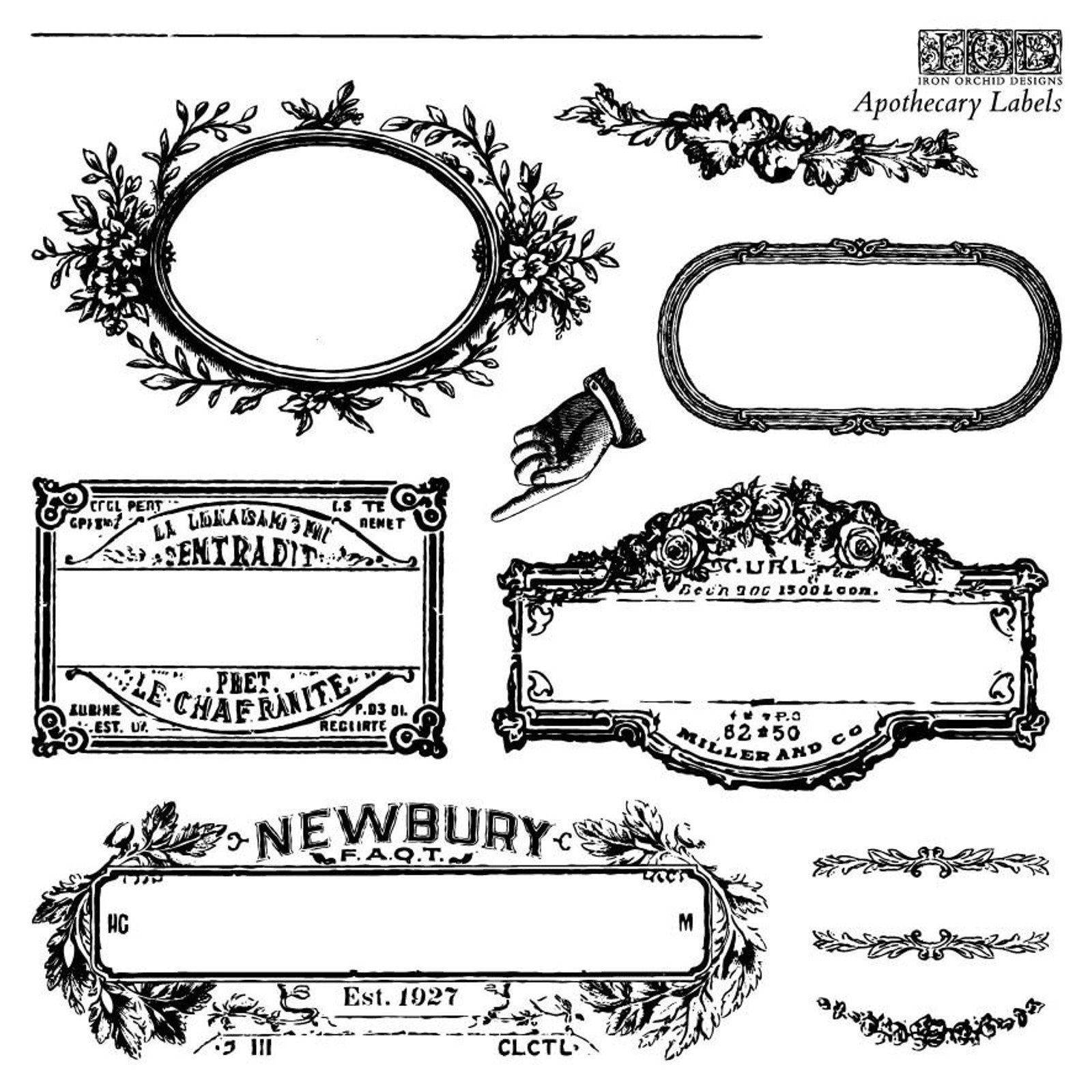 IOD APOTHECARY LABELS 6X6 STAMP