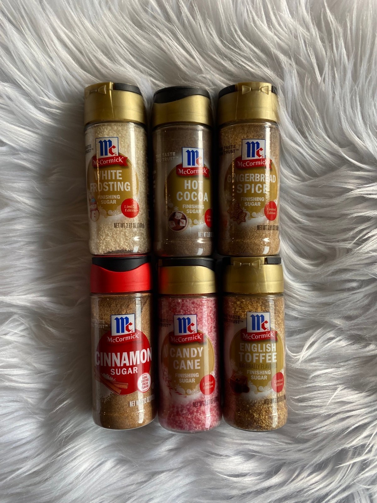 McCormick Finishing Sugar Set Cinnamon Candy Cane Gingerbread Frosting 6pcs