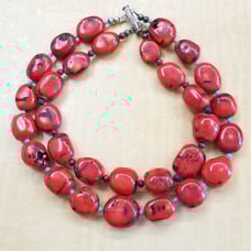 Necklace Coral and Silver.