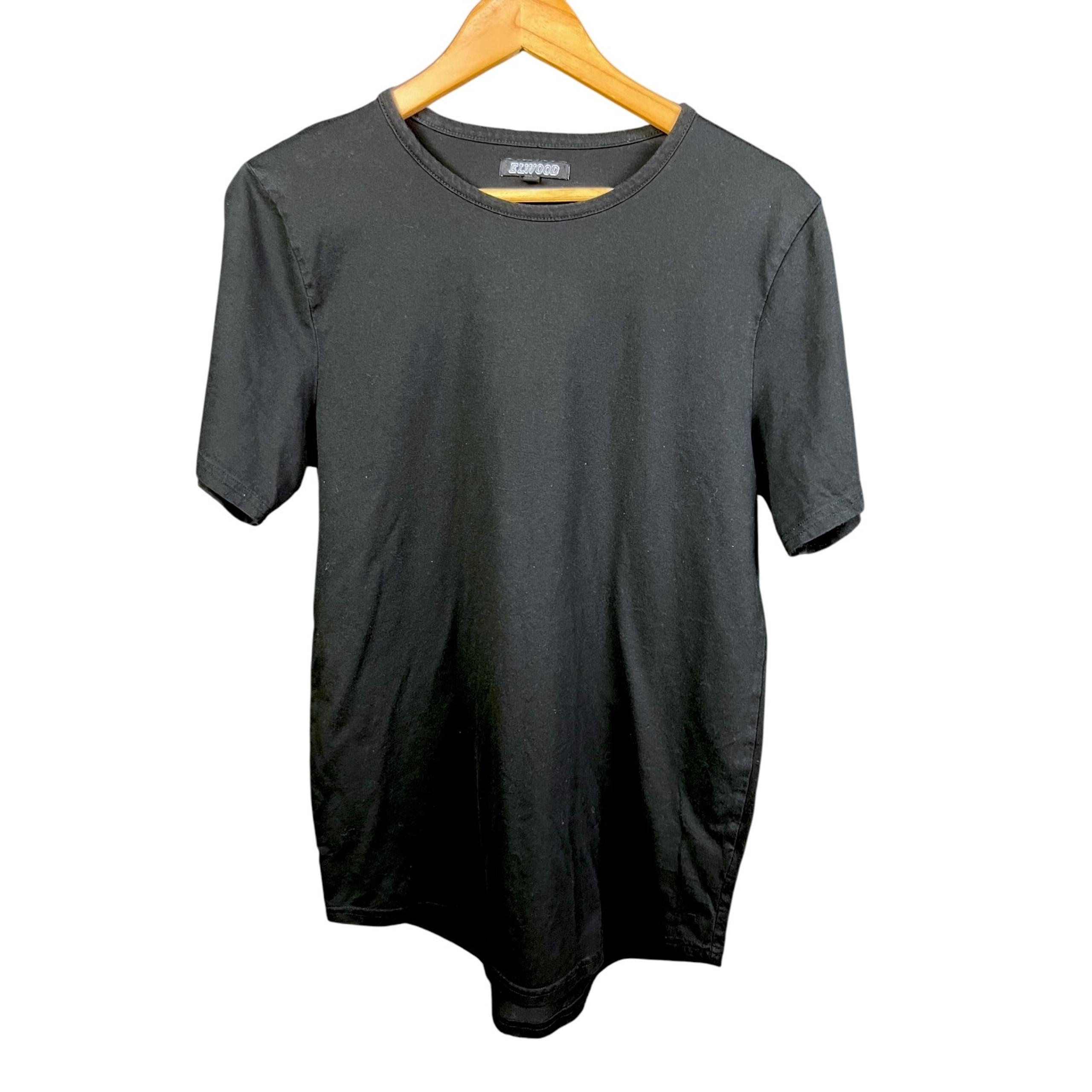 Men's Elwood Curved Hem Black Cotton/Poly T-Shirt - Size M