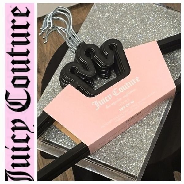 Juicy Couture Notched Shoulder Space Saving Crown Top Set of 10 Hangers- Black