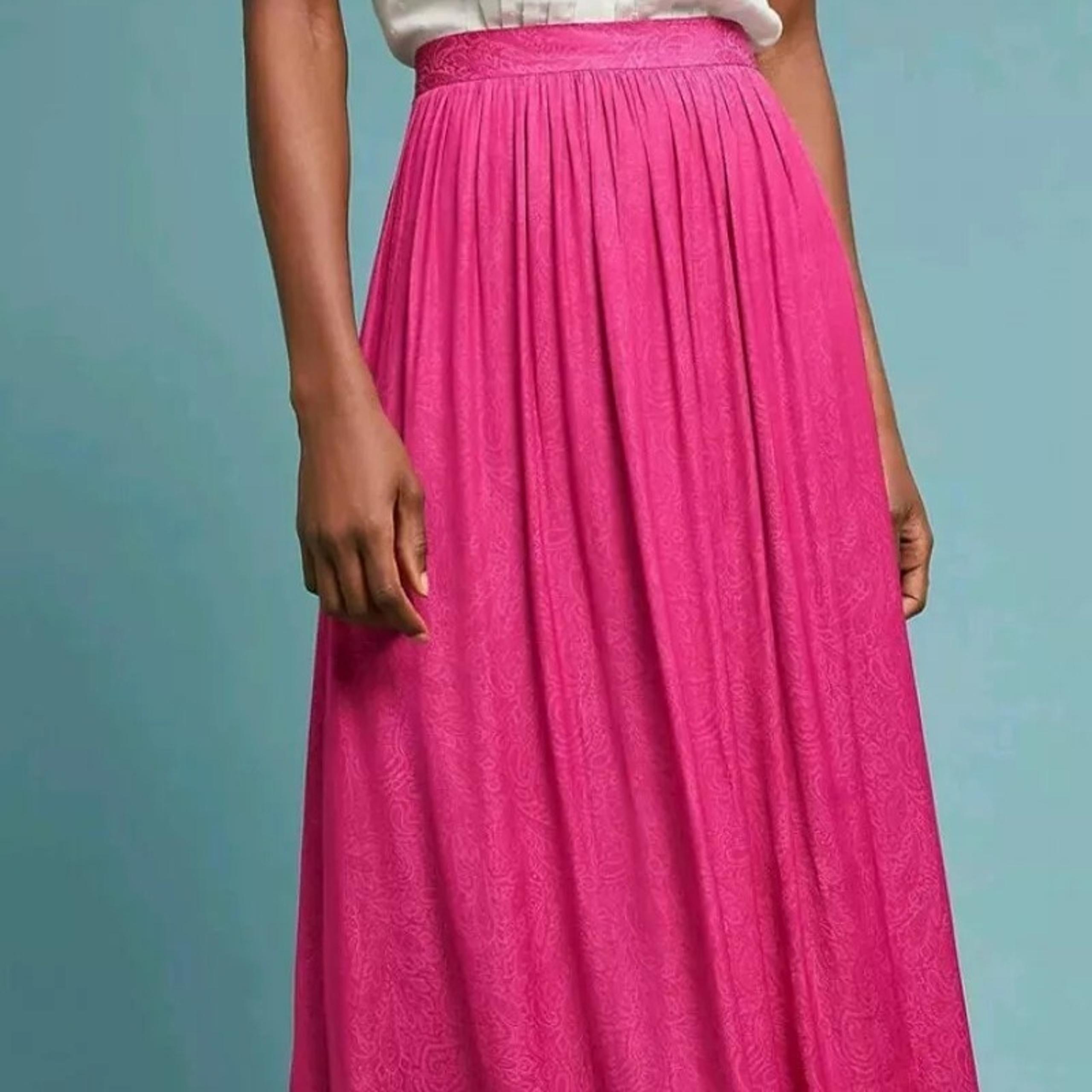 Anthropologie Akemi Kin Skirt Womens Pink Raspberry Paisley Whimsy Maxi Size 4