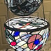 Tiffany Styled Dragonfly Egg Form Accent Lamp Stained Glass Leaded Jeweled VGUC