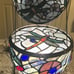 Tiffany Styled Dragonfly Egg Form Accent Lamp Stained Glass Leaded Jeweled VGUC