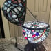 Tiffany Styled Dragonfly Egg Form Accent Lamp Stained Glass Leaded Jeweled VGUC