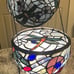 Tiffany Styled Dragonfly Egg Form Accent Lamp Stained Glass Leaded Jeweled VGUC