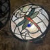 Tiffany Styled Dragonfly Egg Form Accent Lamp Stained Glass Leaded Jeweled VGUC