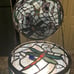 Tiffany Styled Dragonfly Egg Form Accent Lamp Stained Glass Leaded Jeweled VGUC