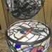 Tiffany Styled Dragonfly Egg Form Accent Lamp Stained Glass Leaded Jeweled VGUC
