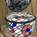 Tiffany Styled Dragonfly Egg Form Accent Lamp Stained Glass Leaded Jeweled VGUC
