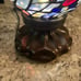 Tiffany Styled Dragonfly Egg Form Accent Lamp Stained Glass Leaded Jeweled VGUC