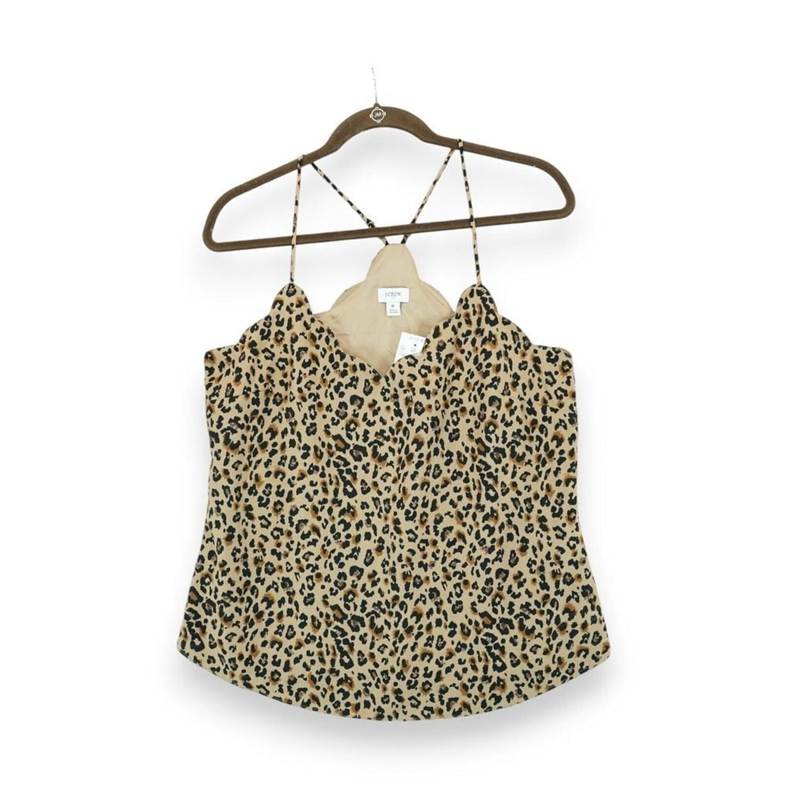 NWT J. Crew Leopard Print Scallop Edge Camisole Women's Size 8 ~ MSRP $ 55