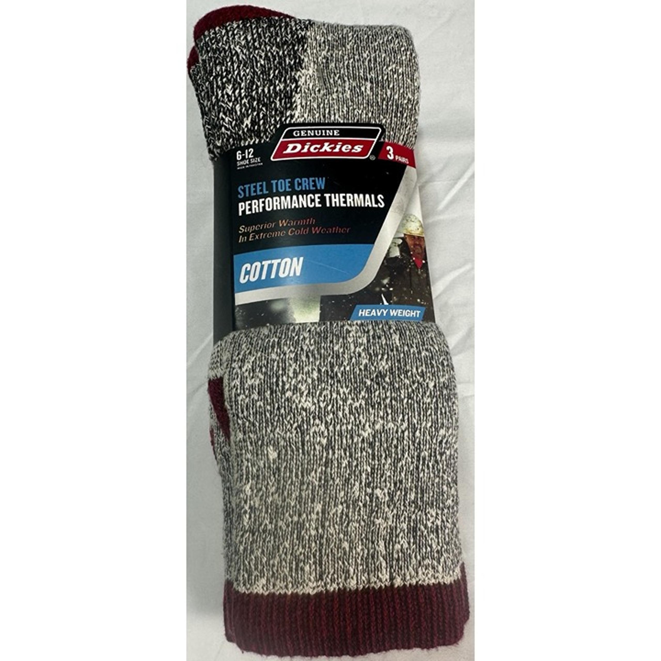 New - Dickies Cotton Thermal Steel Toe Crew Socks  Heavy Weight Warm 3 Pairs