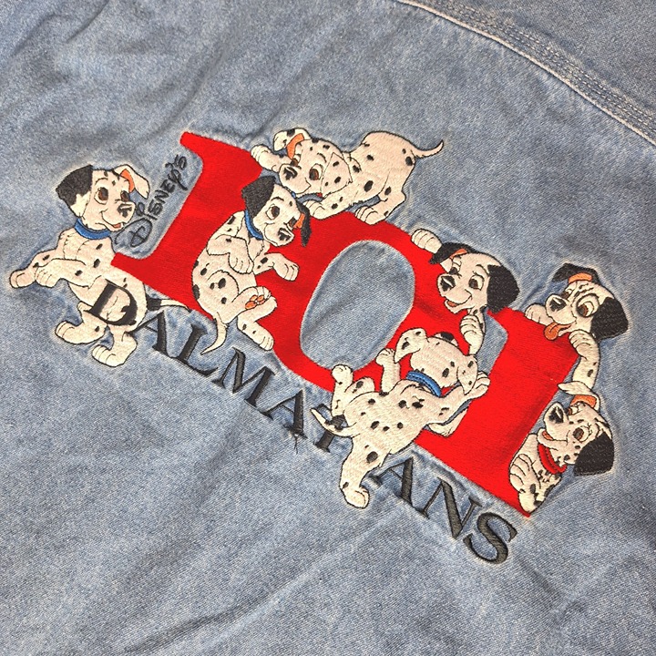 The Disney Store Men's 101 Dalmatians Denim Shirt Size Large Blue Button Up