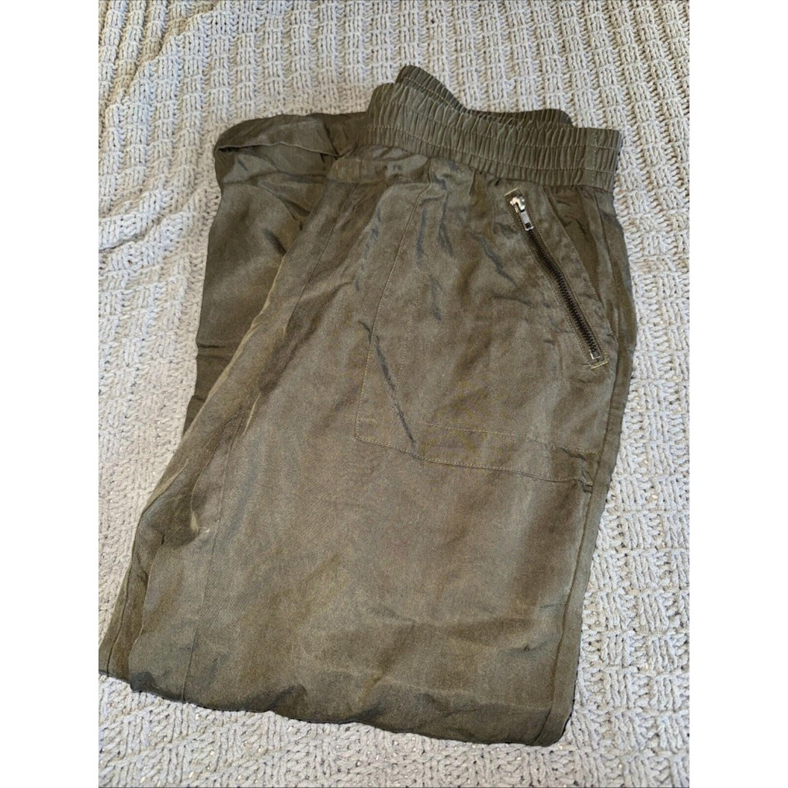 Juicy Couture Womens Medium Jogger Zip Pocket Lyocell Elastic Waist Olive Green