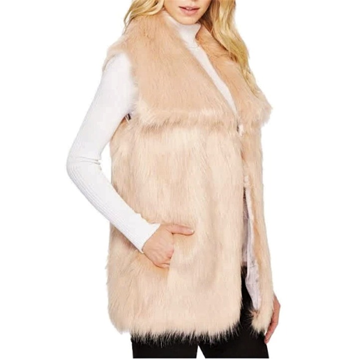 NWT VIA SPIGA Gorgeous Lux Pile Faux Fur Wide Collar Vest