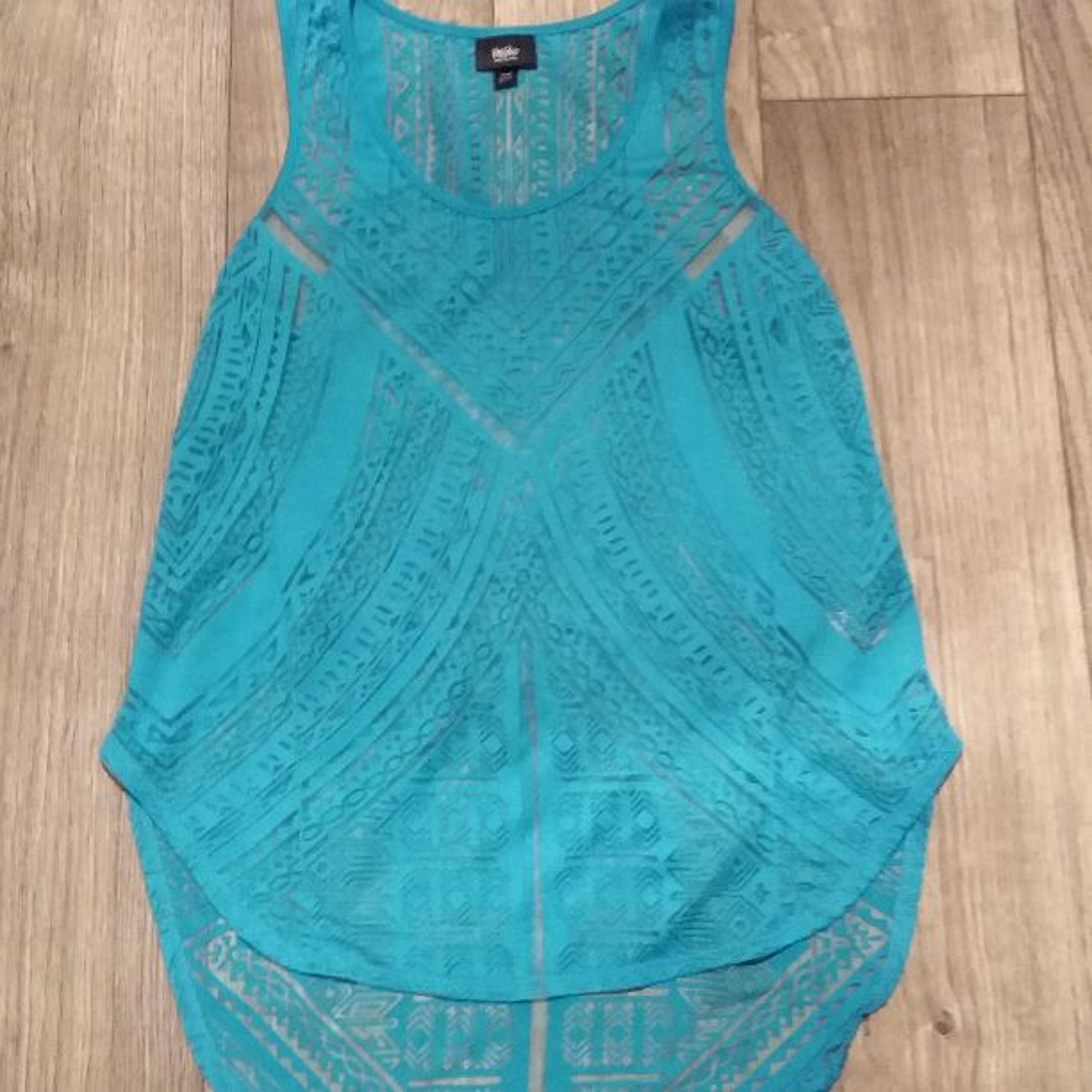 Turquoise sheer tank top