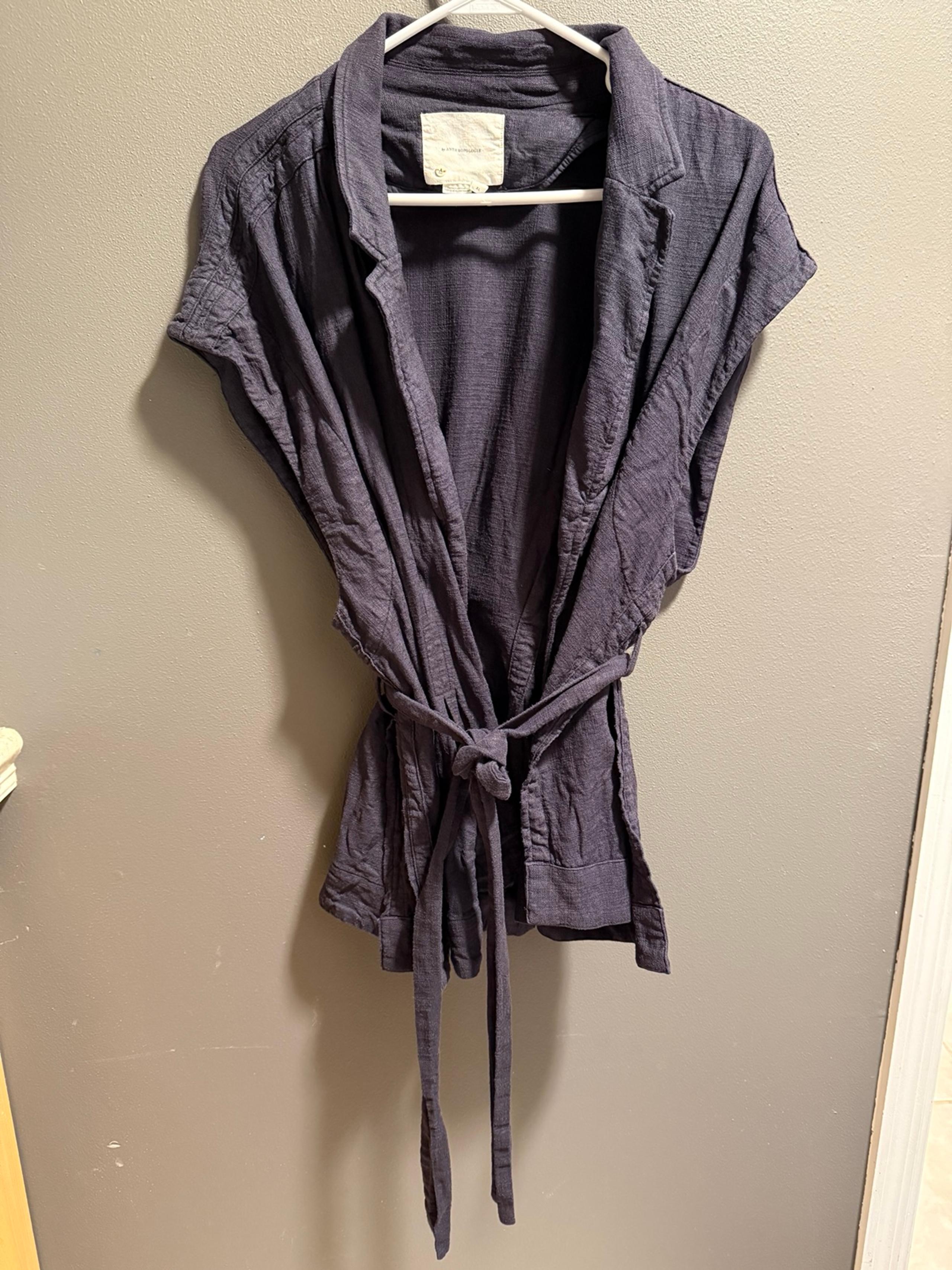 By Anthropology Washed Linen Vest Jacket Size XL