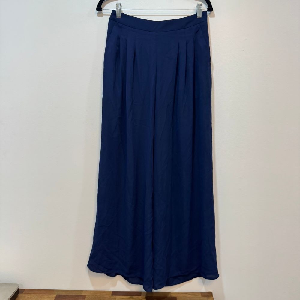 J Mclaughlin Womens Candela Pant Size 0 Wide Leg Navy Blue Loose Fit Pleat NEW