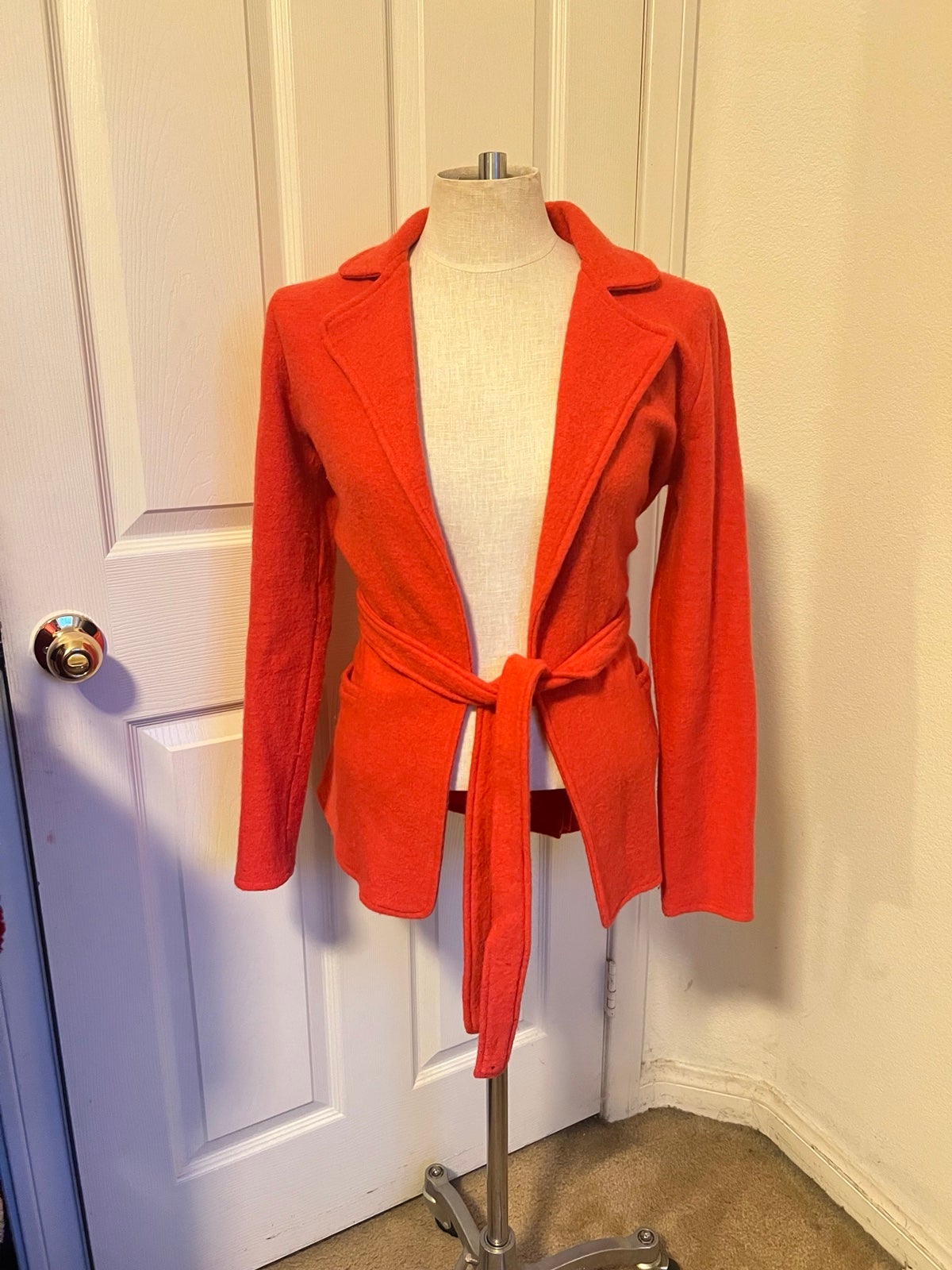 Orange wool coat xs