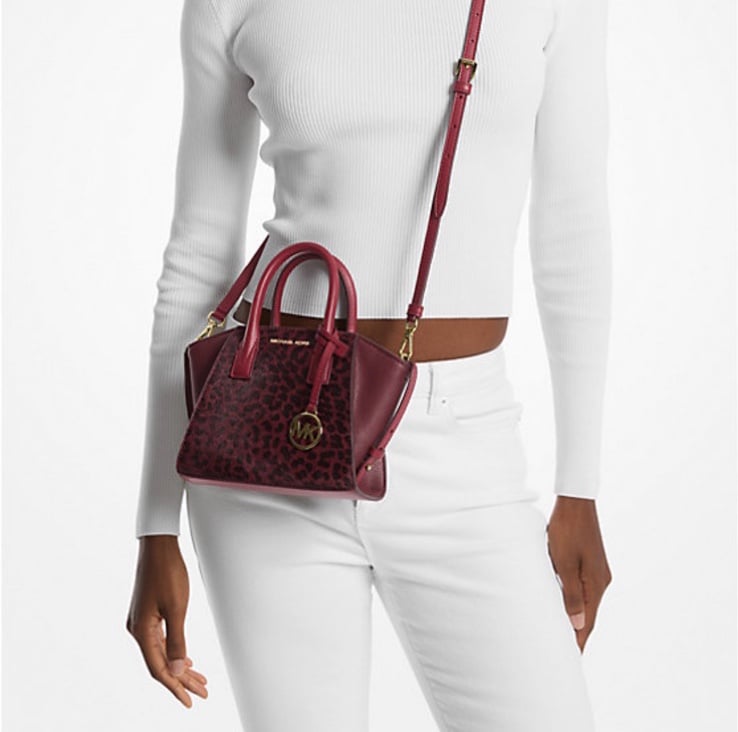 Michael Kors Avril Extra-Small Leather and Suede Satchel Crossbody Exotic Print