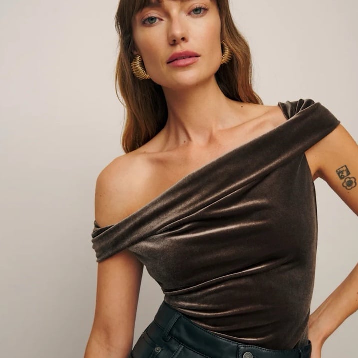 Reformation Cello Knit Top in Brown Velvet small NWT