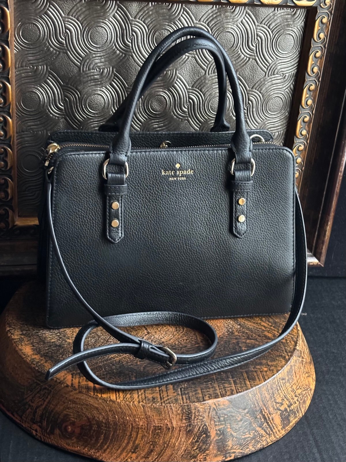 Kate Spade New York Lise Mulberry Street Satchel/ Shoulder Bag Black Leather