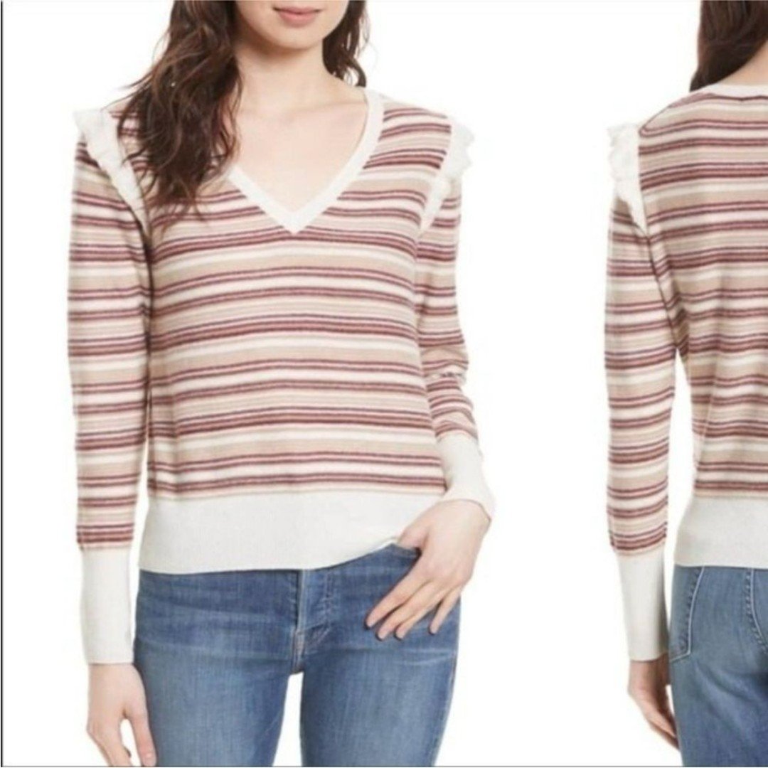 Joie Womens Cais D Stripe Wool Blend Sweater Size Large