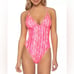 ✨Isabella Rose~Barbiecore Pink Textured Snakeprint One Piece Swimsuit✨