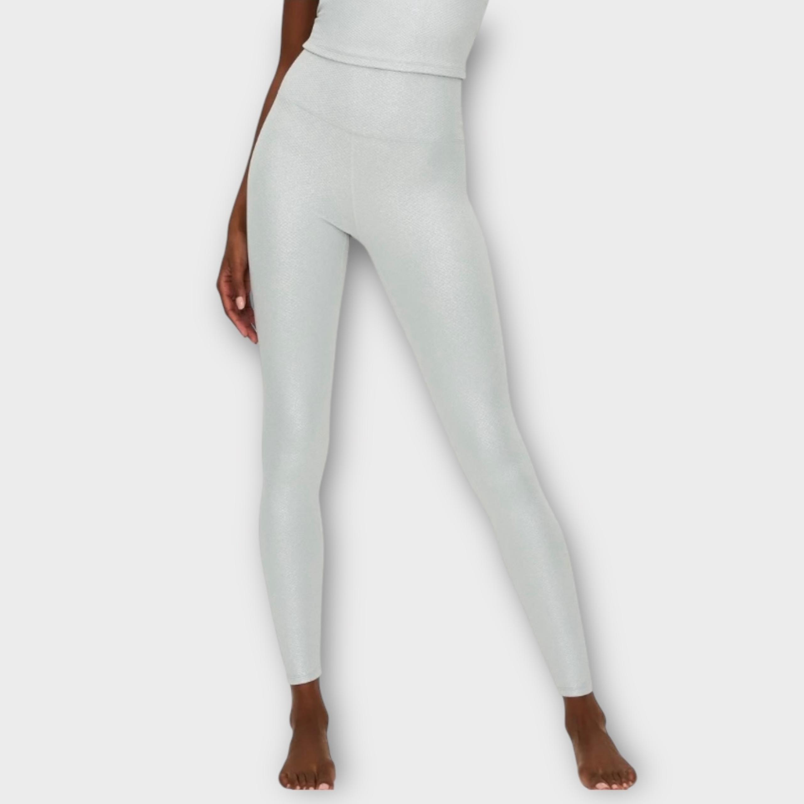 Beach Riot Piper High Waist Waffle Legging in Silver Shine Women’s Size S NWT