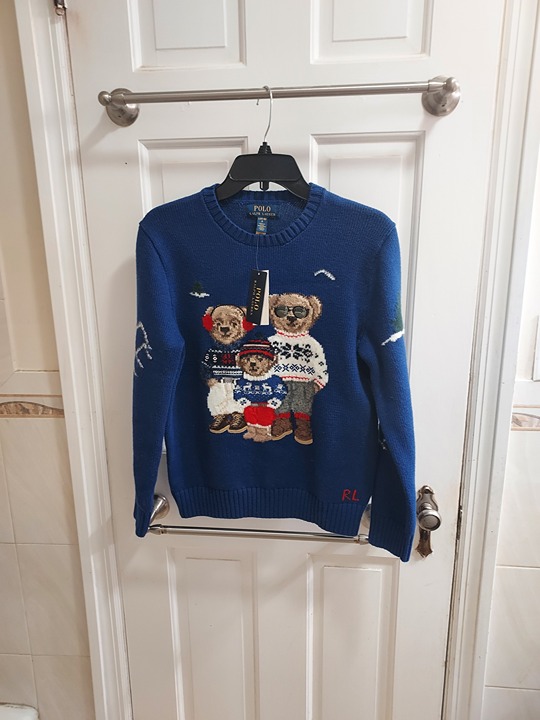 Ralph Lauren Blue Polo Bear Intarsia Sweater