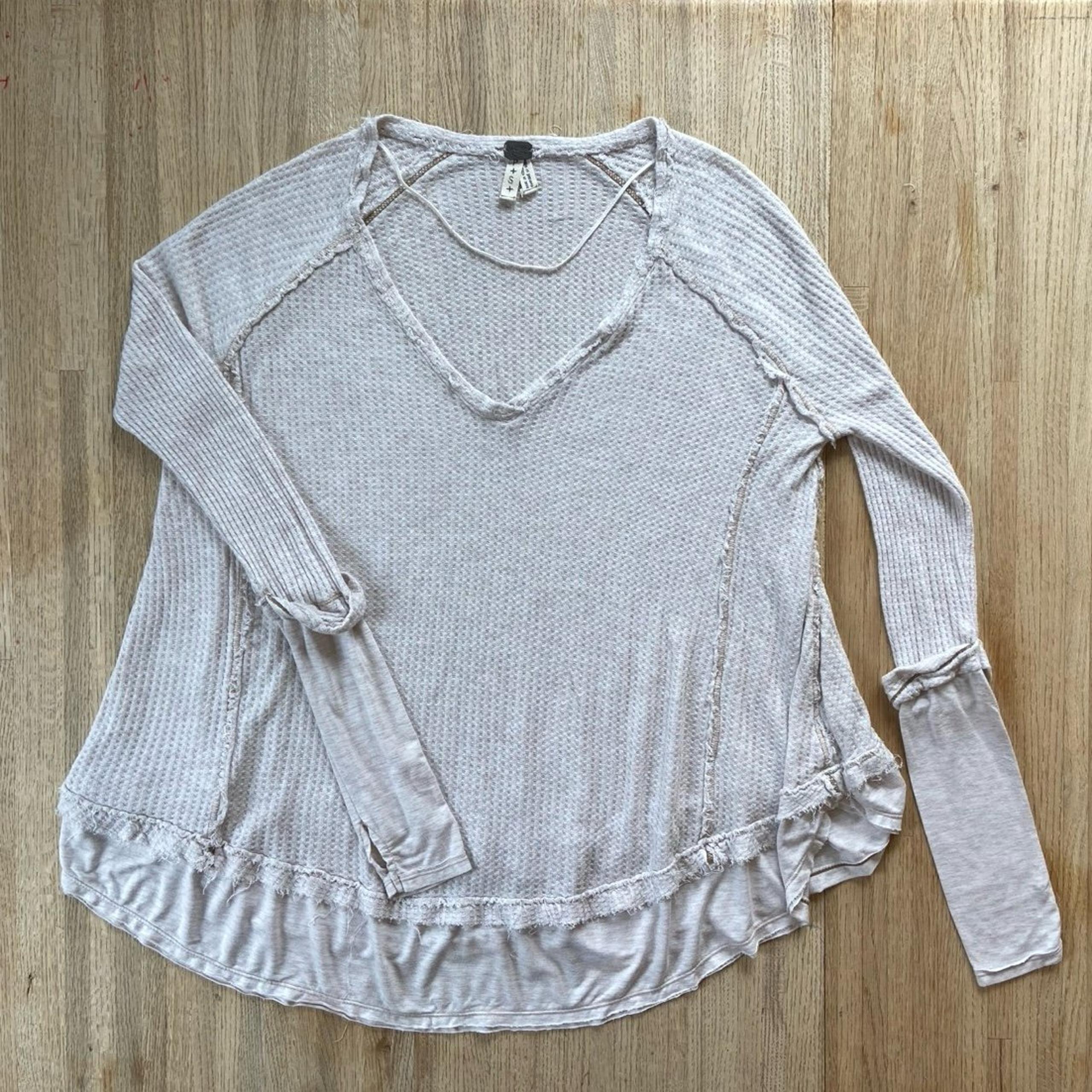 We The Free Laguna Thermal Long Sleeve Oversize Swing Top Thumb Holes Cream