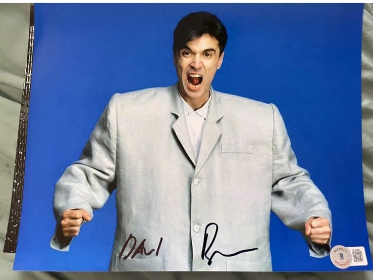CERTIFIED David Byrne signed photo talking heads start making sense big suit