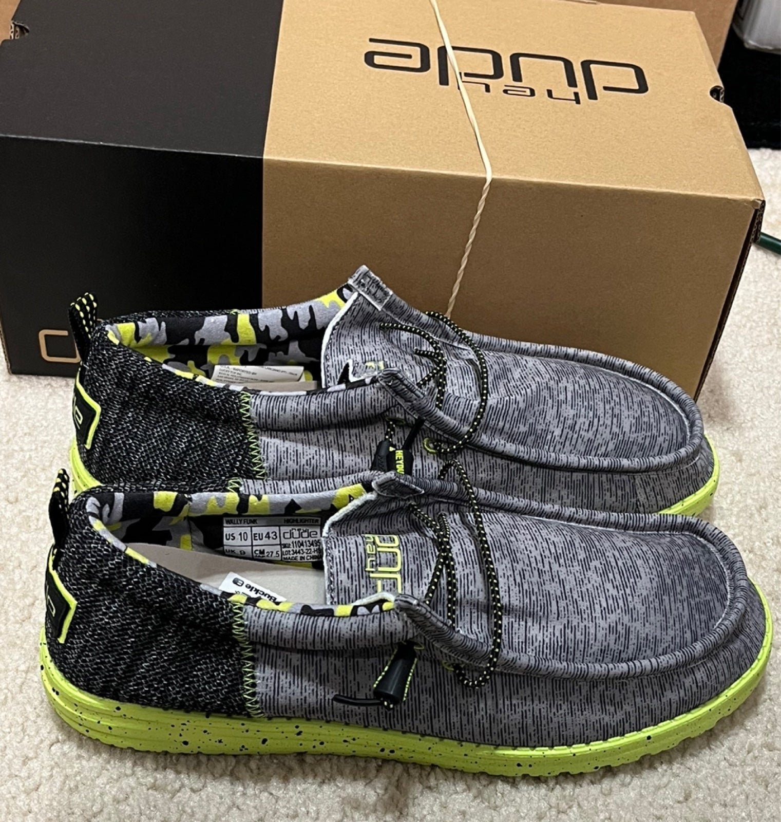 Hey Dude Shoes Wally Funk Highlighter Buckle Exclusive Mens Size 9