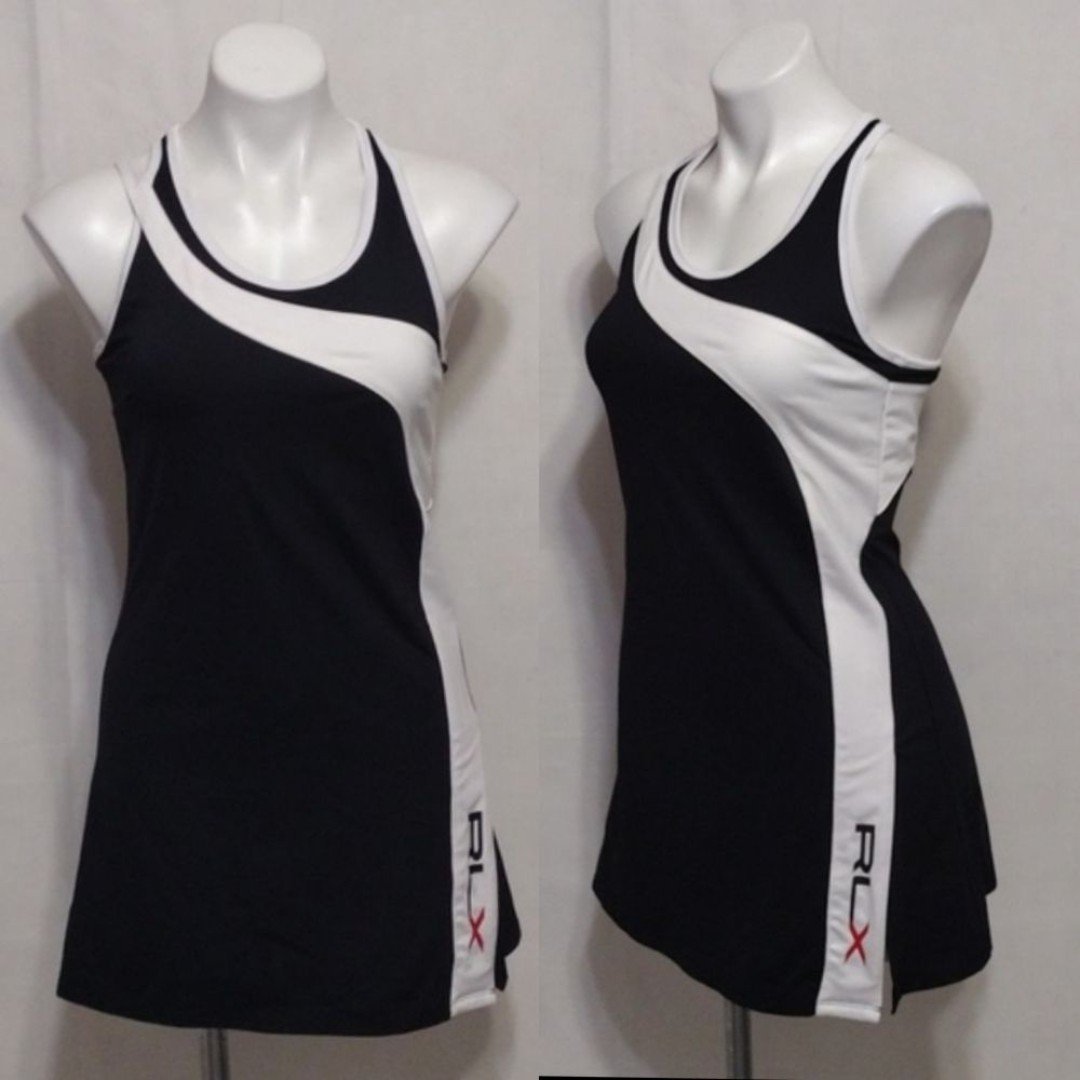 RLX Ralph Lauren Athletic Racerback Black And White Tennis Golf Dress Medium