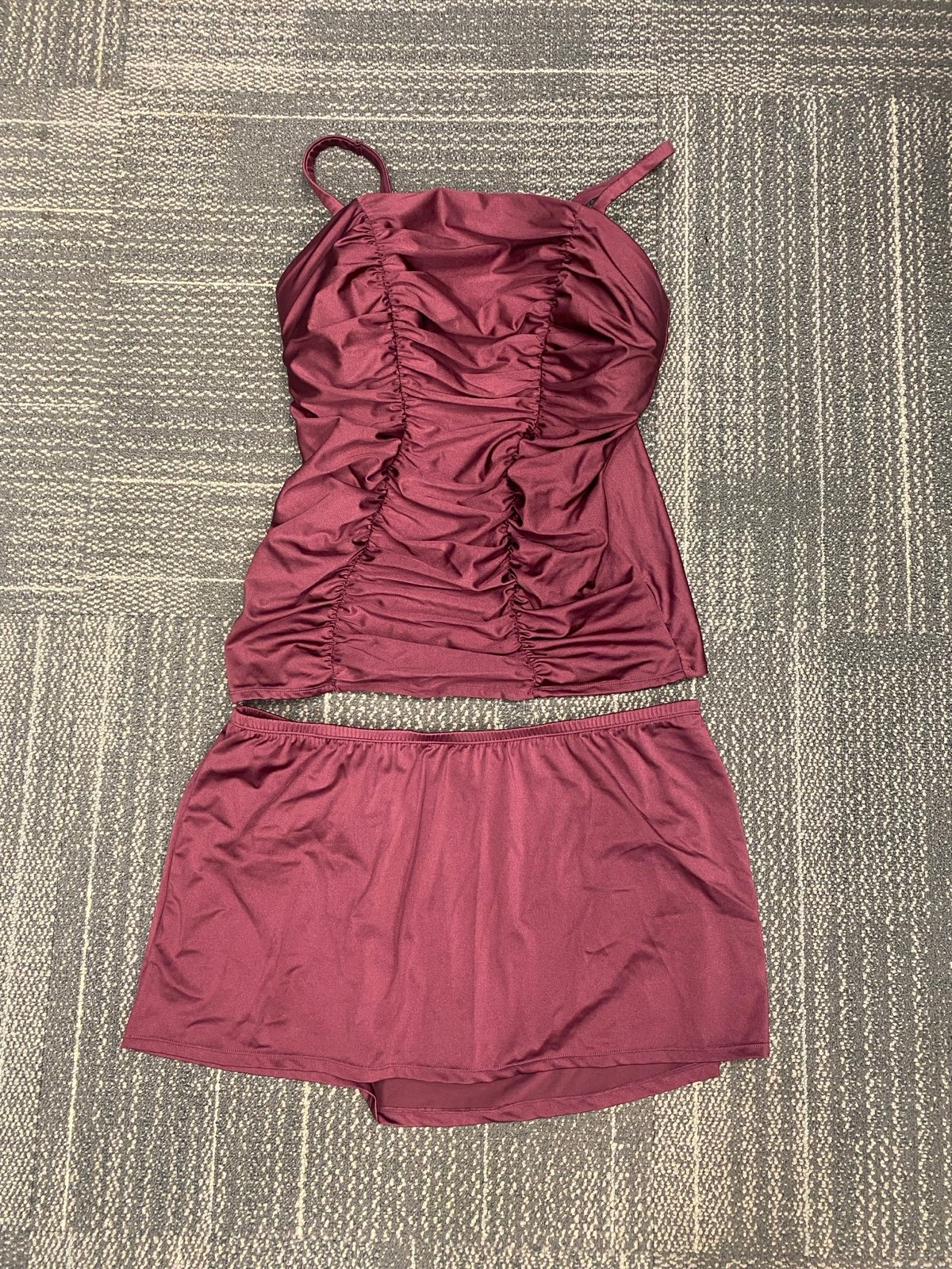 NWOT Cacique Swim Ruched Top & Skirt Two Piece Swimsuit size 18/20.