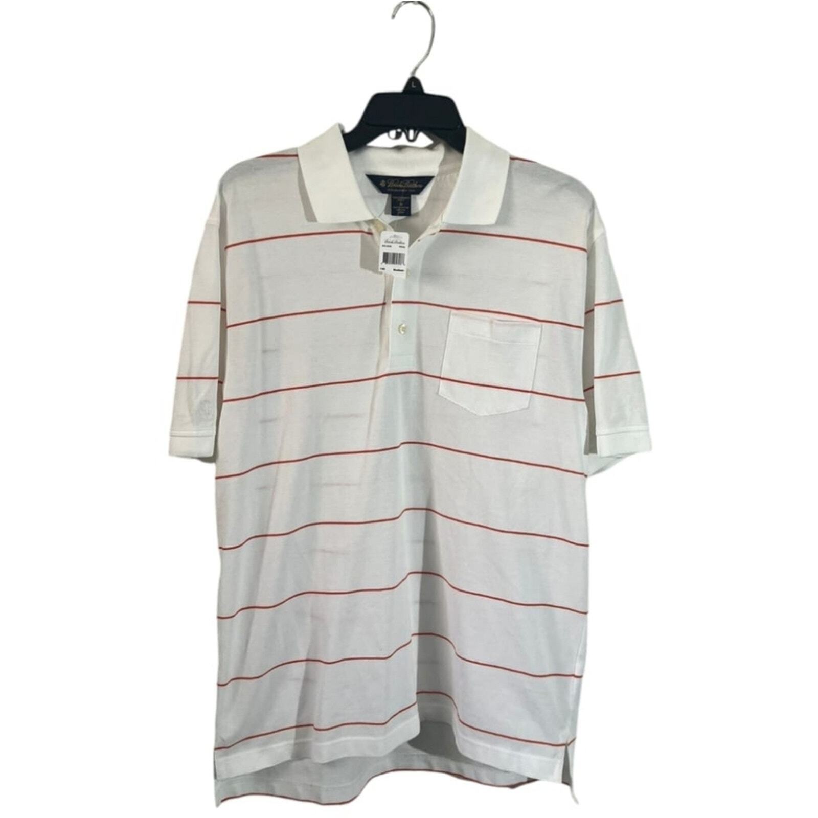 Brooks Brothers polo cotton Short Sleeve Performance Pocket medium White NWT