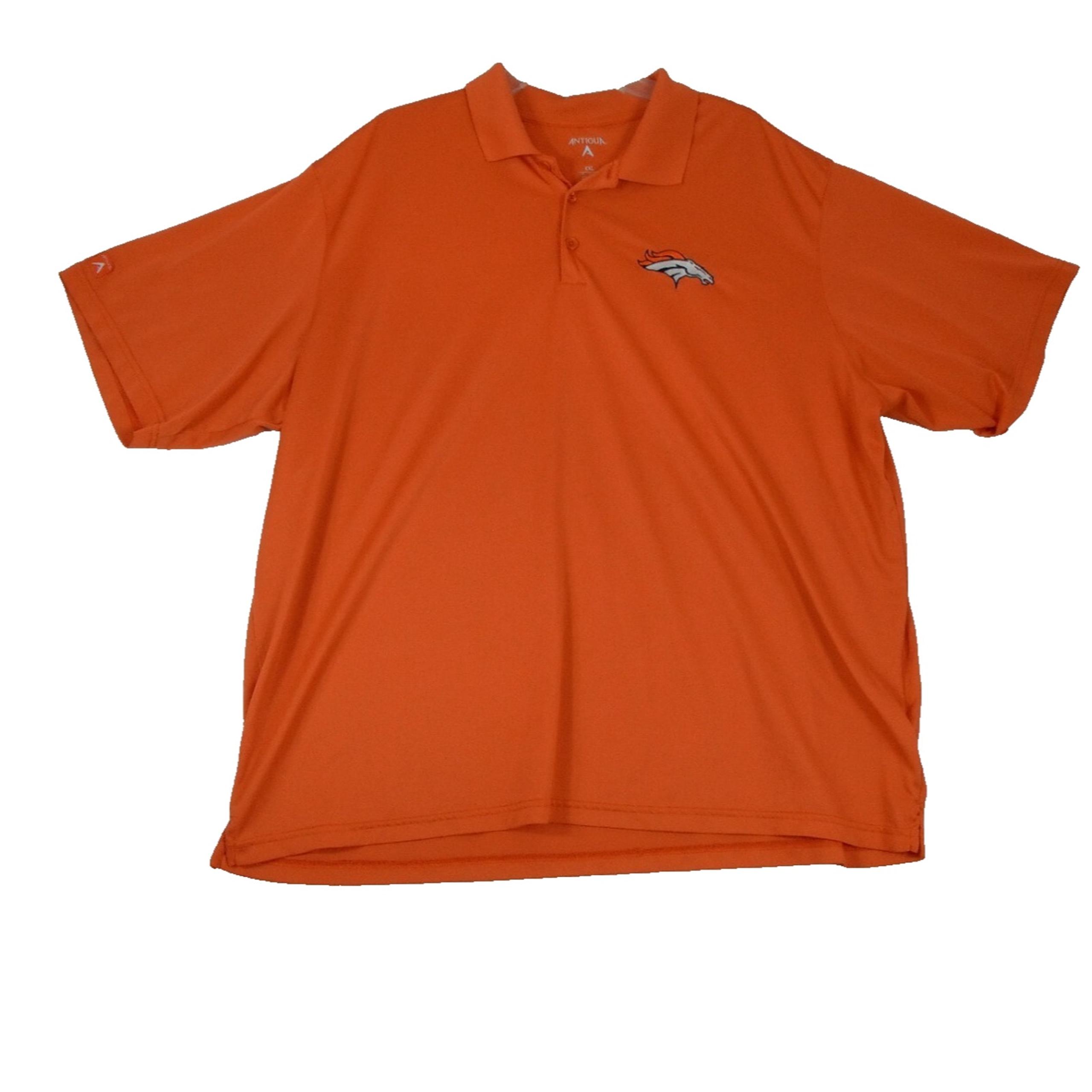 Antigua Denver Broncos Polo Mens XXL Orange NFL Football Athleisure Golf Shirt