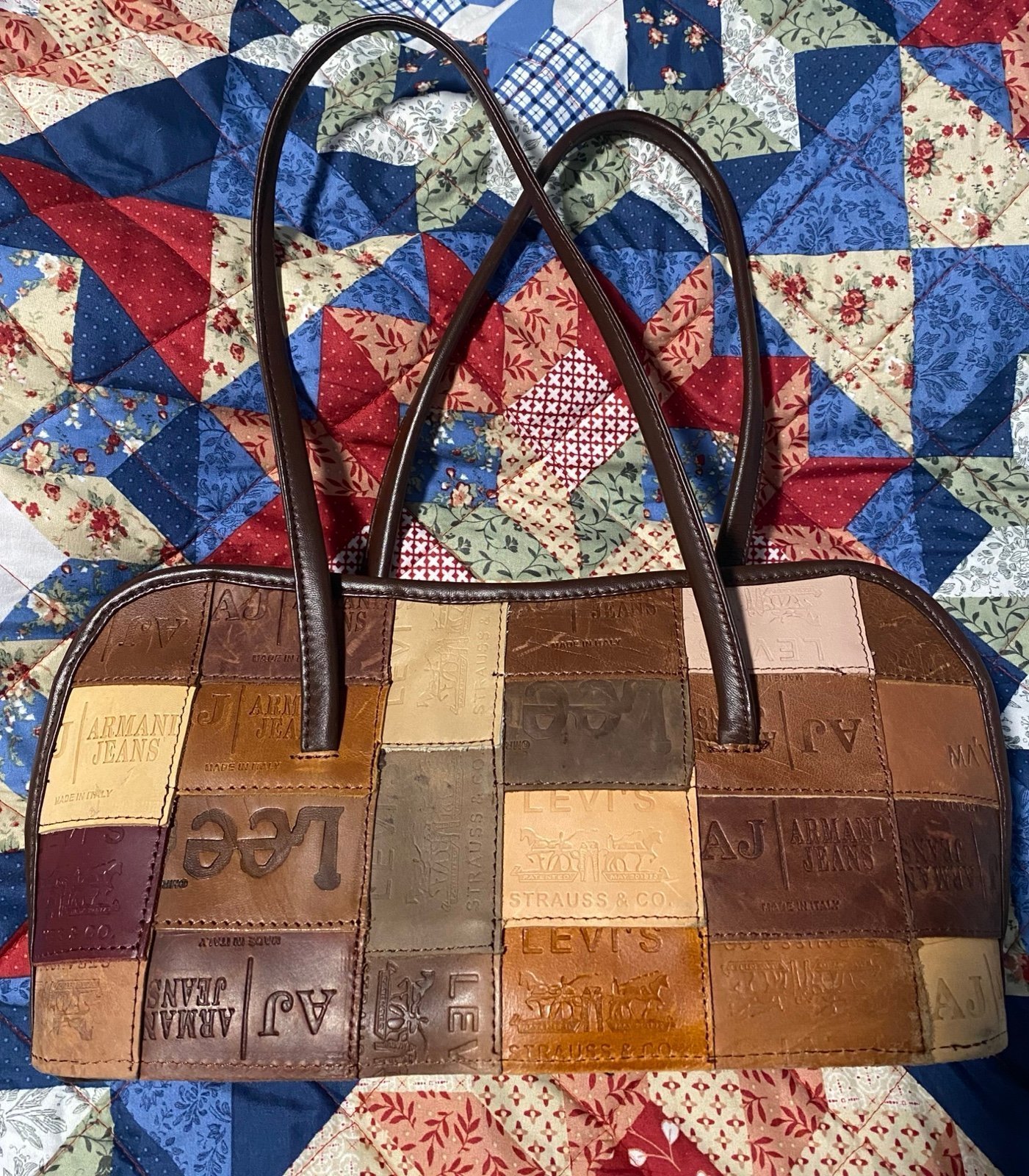 Conserve Leather Patch Work Purse