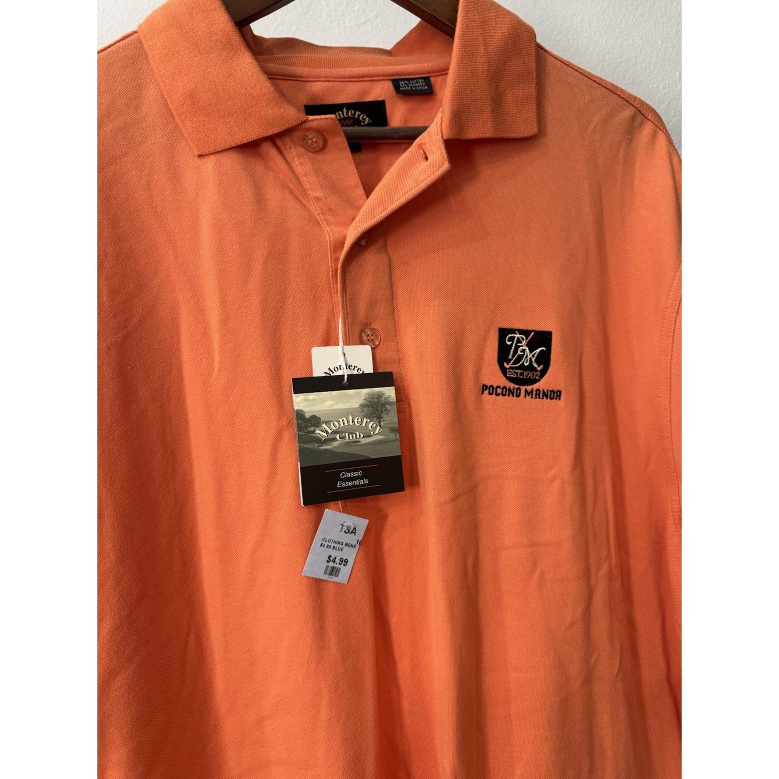 Pocono Manor Monterey Club Polo Shirt Orange NWT Size Large Chest 24 Length 31