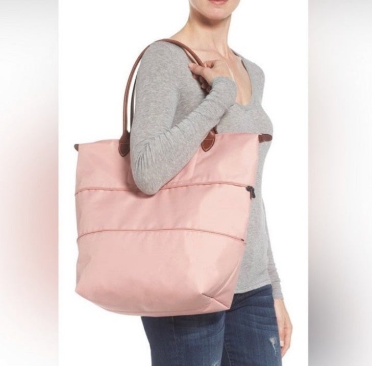 Authentic Longchamp Le Pliage Expandable Tote shops in Pinky Pink
